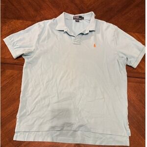 Polo Ralph Lauren Mens Light Blue Short Sleeve Polo Shirt Pony Logo Size XL |W1